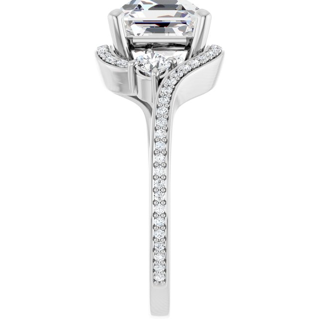 Asscher Bypass Halo-Style Engagement Ring Mounting