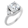 Asscher Bypass Halo-Style Engagement Ring Mounting