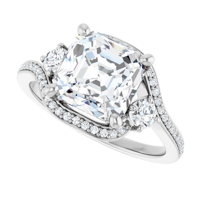 Asscher Bypass Halo-Style Engagement Ring Mounting