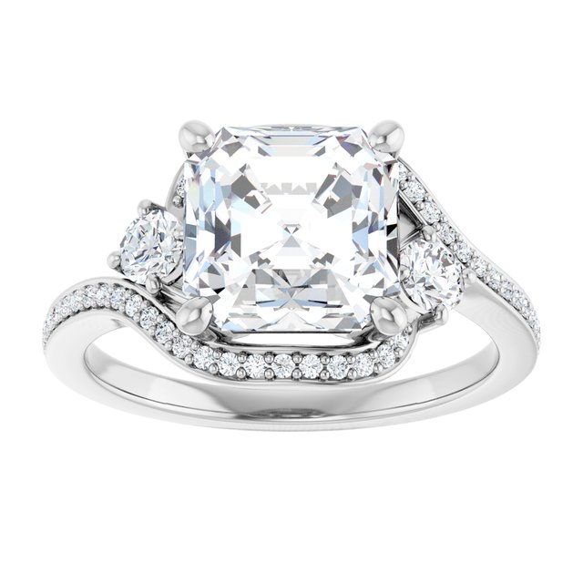 Asscher Bypass Halo-Style Engagement Ring Mounting