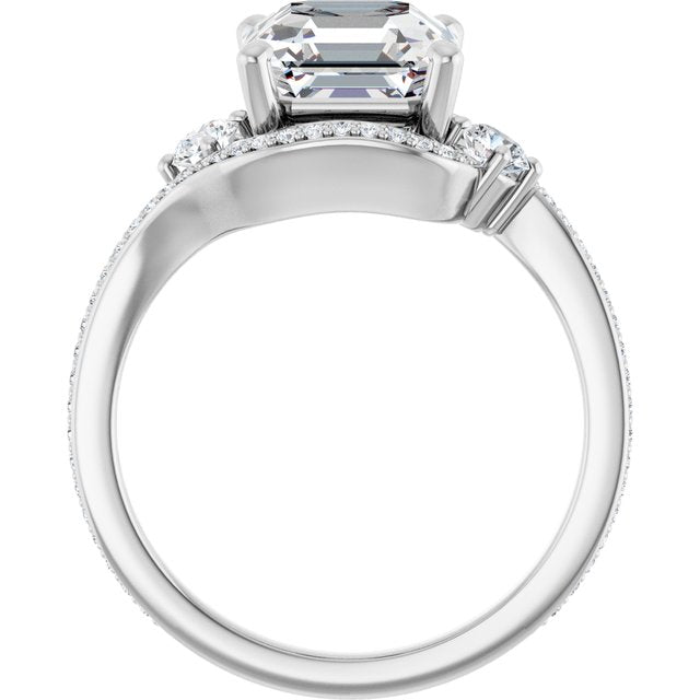 Asscher Bypass Halo-Style Engagement Ring Mounting