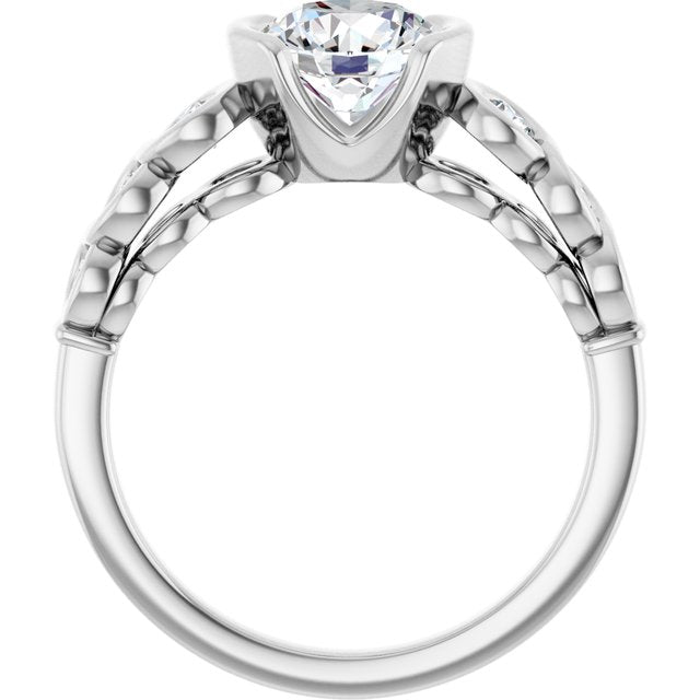 Round Half Bezel Engagement Ring Mounting