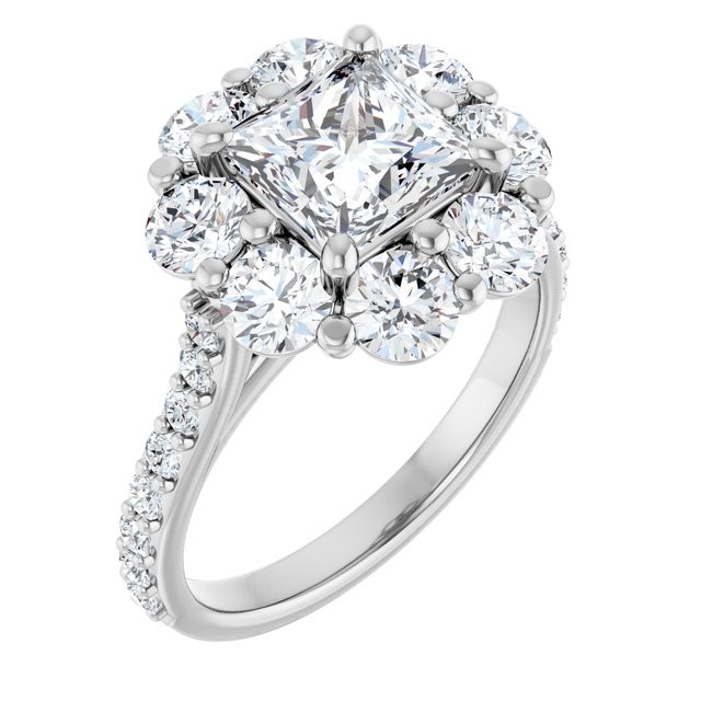 Square Halo-Style Engagement Ring Mounting