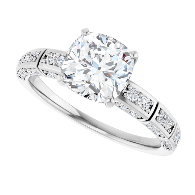 Cushion Accented Engagement Ring Mounting