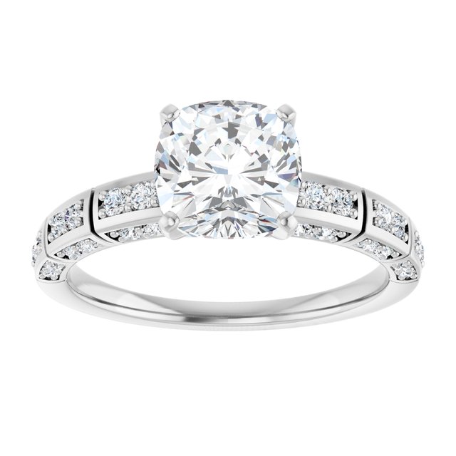 Cushion Accented Engagement Ring Mounting