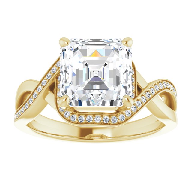 Asscher Bypass Halo-Style Engagement Ring Mounting