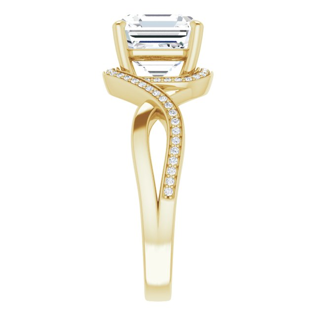 Asscher Bypass Halo-Style Engagement Ring Mounting