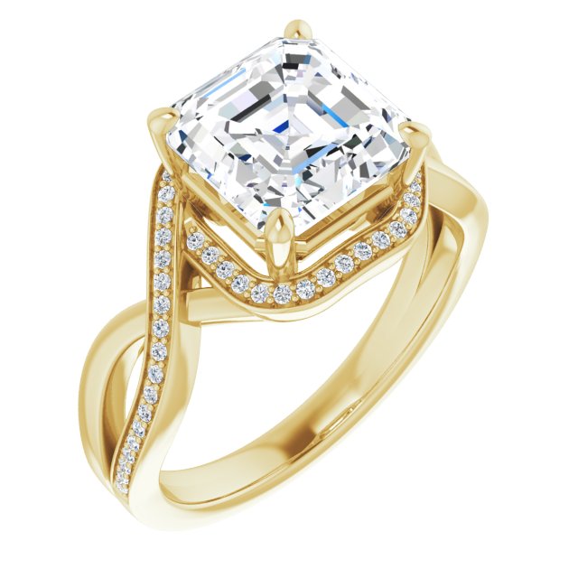 Asscher Bypass Halo-Style Engagement Ring Mounting