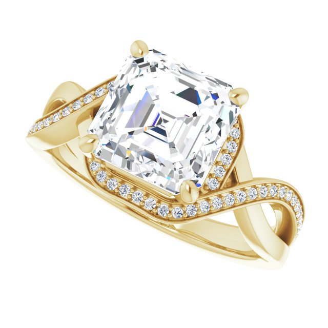 Asscher Bypass Halo-Style Engagement Ring Mounting