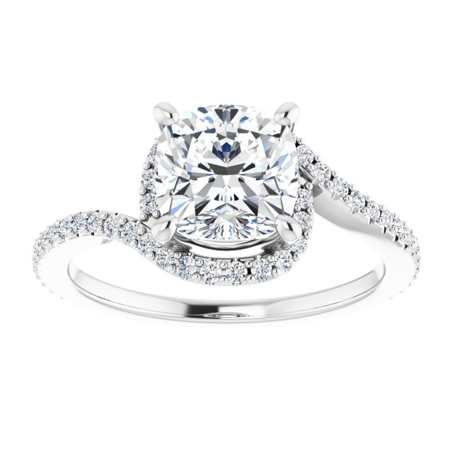 Cushion Bypass Halo-Style Engagement Ring Mounting
