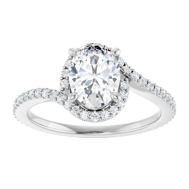 Oval Bypass Halo-Style Engagement Ring Mounting
