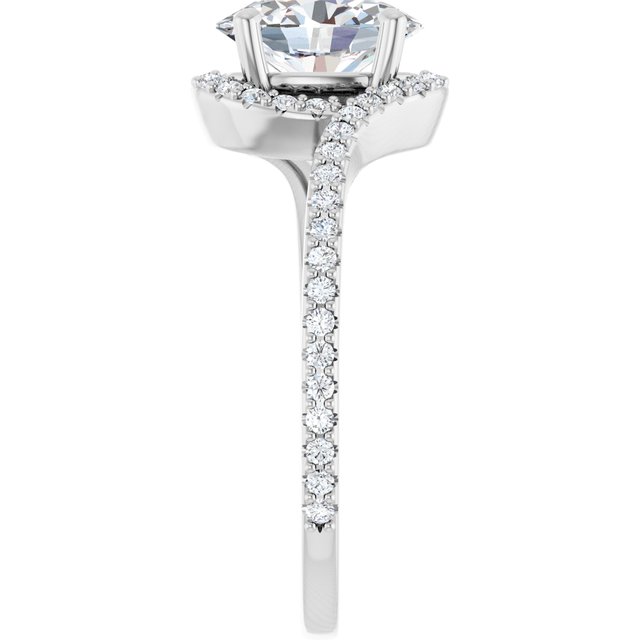 Oval Bypass Halo-Style Engagement Ring Mounting