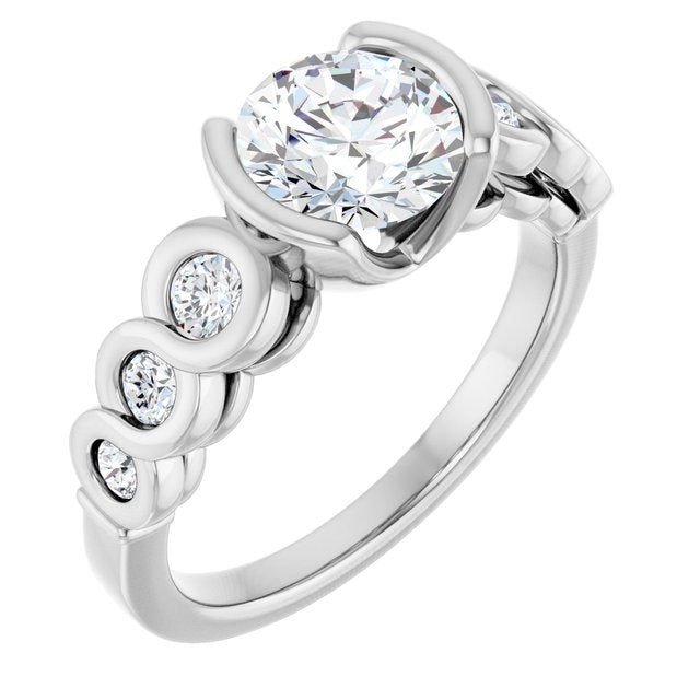 Round Half Bezel Engagement Ring Mounting