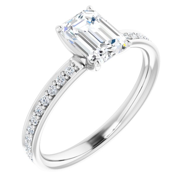 Emerald Accented Engagement Ring