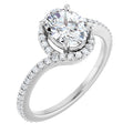 Oval Bypass Halo-Style Engagement Ring Mounting