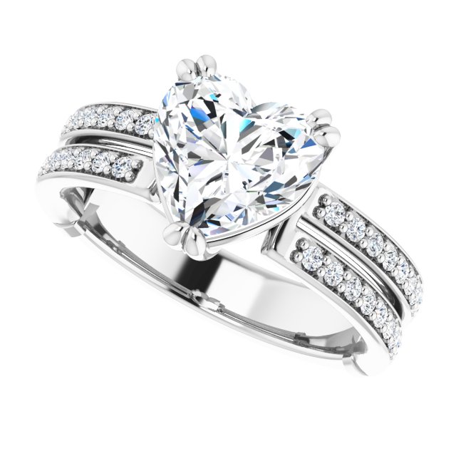 Heart Accented Engagement Ring Mounting