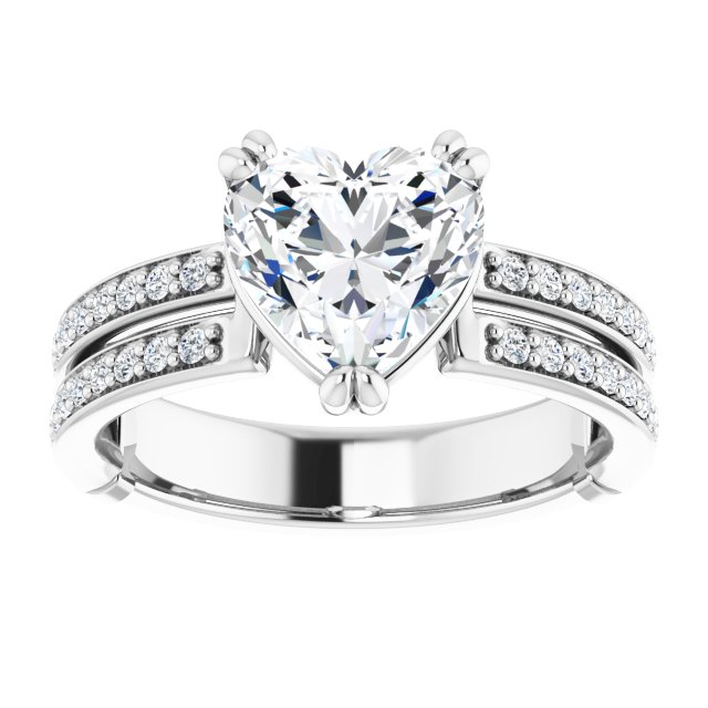 Heart Accented Engagement Ring Mounting