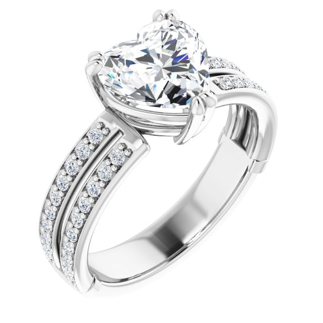Heart Accented Engagement Ring Mounting