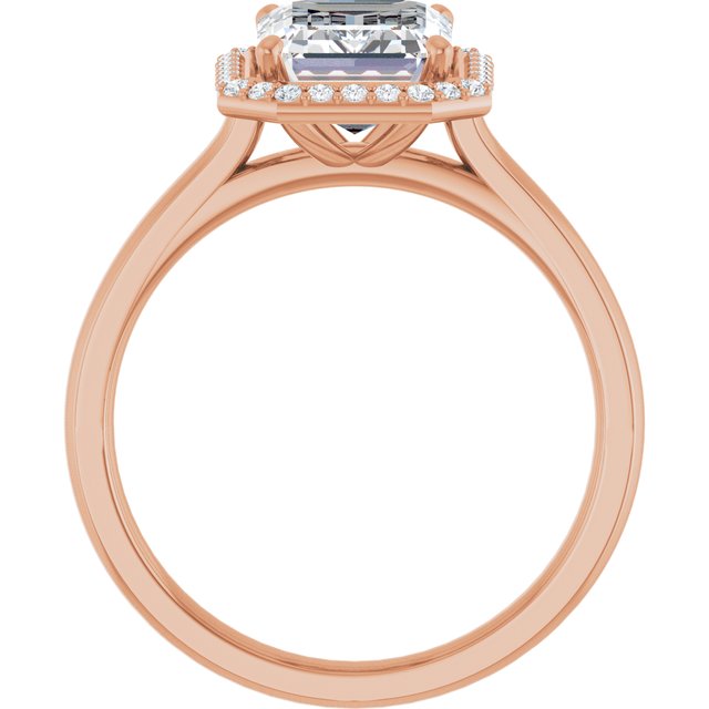 Emerald Halo-Style Engagement Ring Mounting