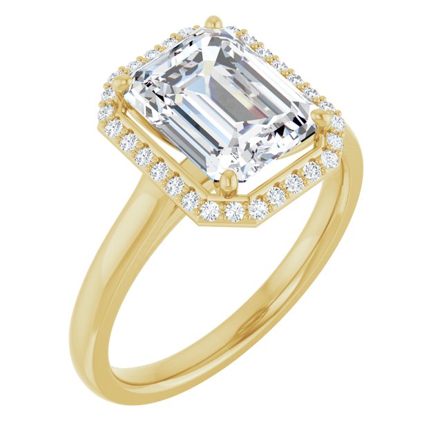 Emerald Halo-Style Engagement Ring Mounting