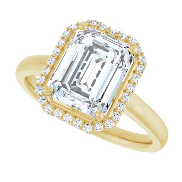 Emerald Halo-Style Engagement Ring Mounting