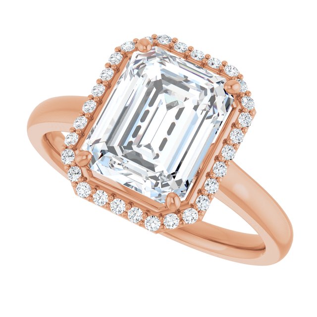 Emerald Halo-Style Engagement Ring Mounting