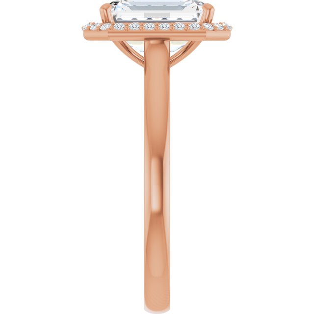 Emerald Halo-Style Engagement Ring Mounting