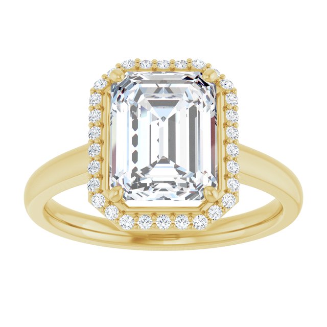 Emerald Halo-Style Engagement Ring Mounting