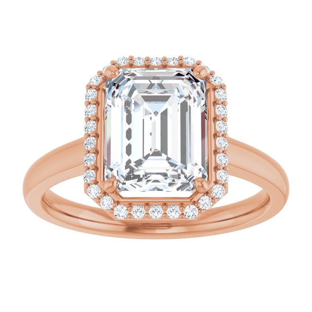 Emerald Halo-Style Engagement Ring Mounting