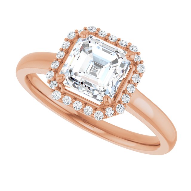 Asscher Halo-Style Engagement Ring Mounting