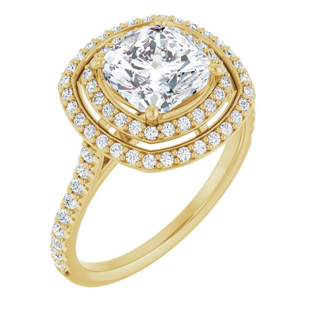 Cushion Double Halo-Style Engagement Ring Mounting