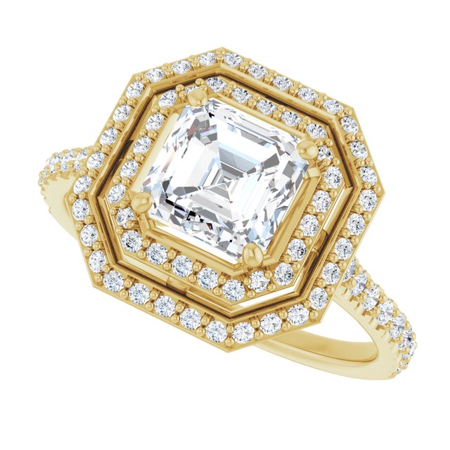 Asscher Double Halo-Style Engagement Ring Mounting