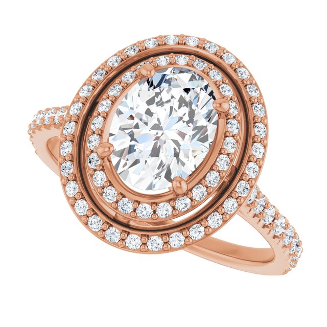 Oval Double Halo-Style Engagement Ring Mounting