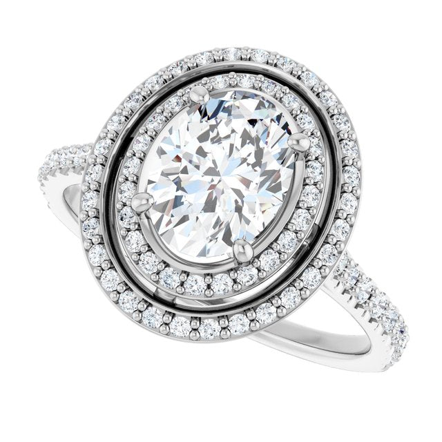Oval Double Halo-Style Engagement Ring Mounting
