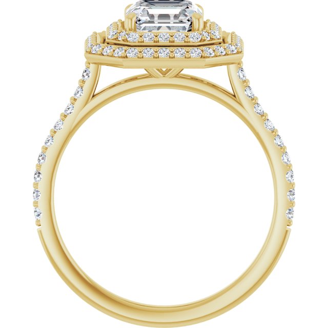 Asscher Double Halo-Style Engagement Ring Mounting