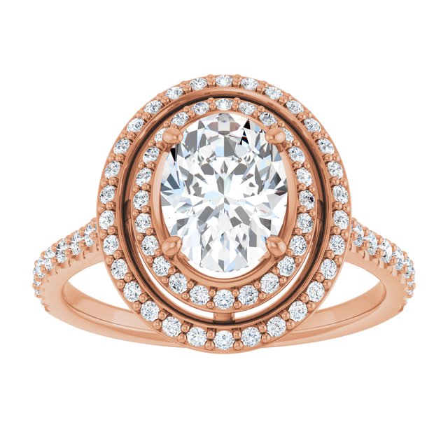 Oval Double Halo-Style Engagement Ring Mounting