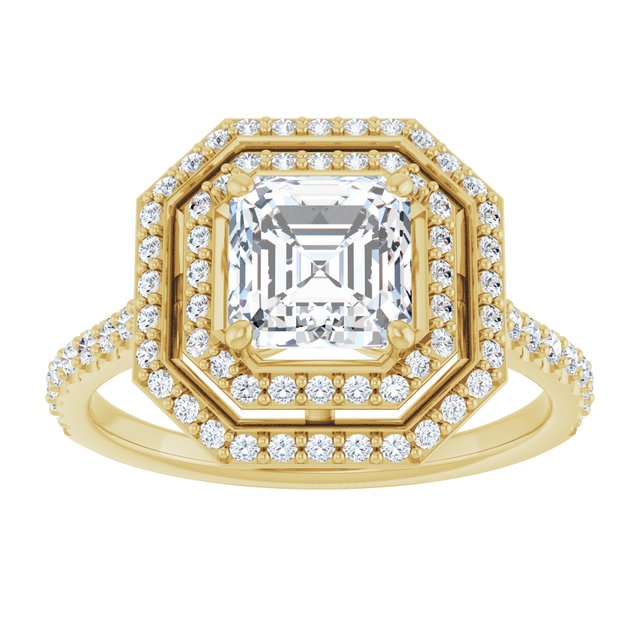 Asscher Double Halo-Style Engagement Ring Mounting