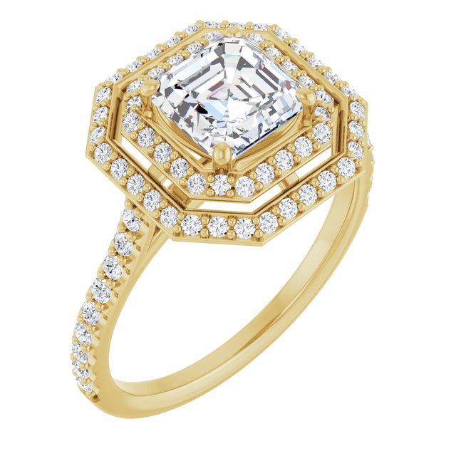 Asscher Double Halo-Style Engagement Ring Mounting