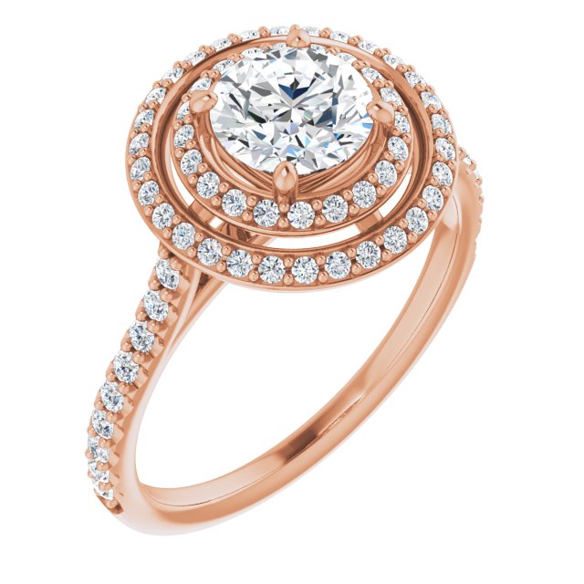 Round Double Halo-Style Engagement Ring Mounting