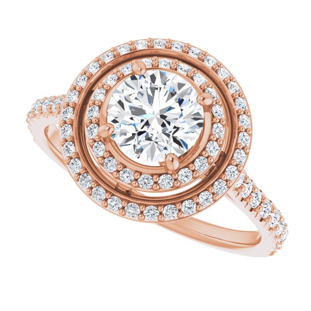 Round Double Halo-Style Engagement Ring Mounting