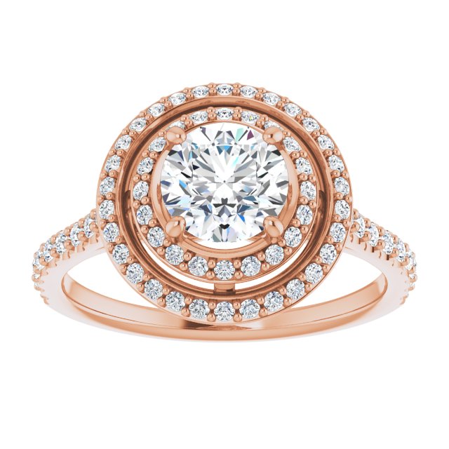 Round Double Halo-Style Engagement Ring Mounting