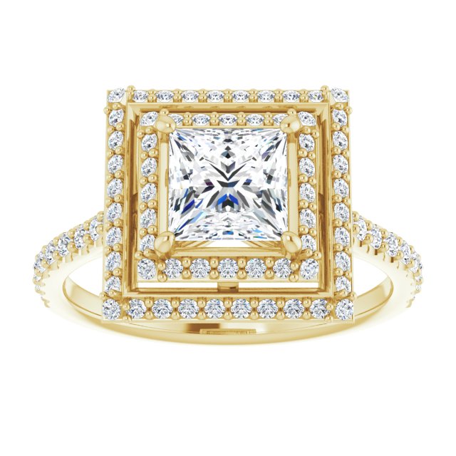 Square Double Halo-Style Engagement Ring Mounting