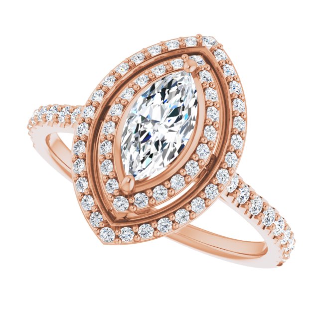 Marquise Double Halo-Style Engagement Ring Mounting