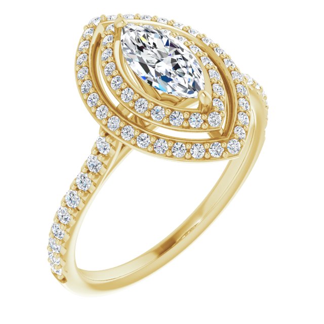 Marquise Double Halo-Style Engagement Ring Mounting