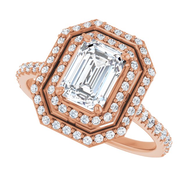 Emerald Double Halo-Style Engagement Ring Mounting