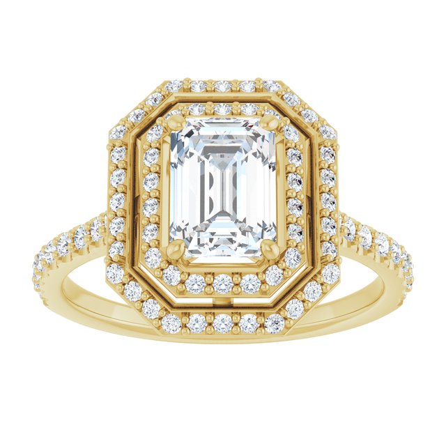 Emerald Double Halo-Style Engagement Ring Mounting