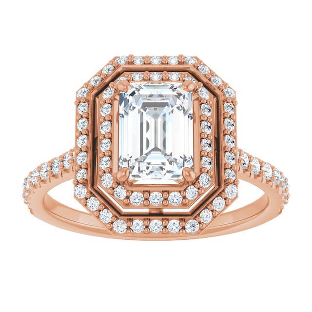 Emerald Double Halo-Style Engagement Ring Mounting