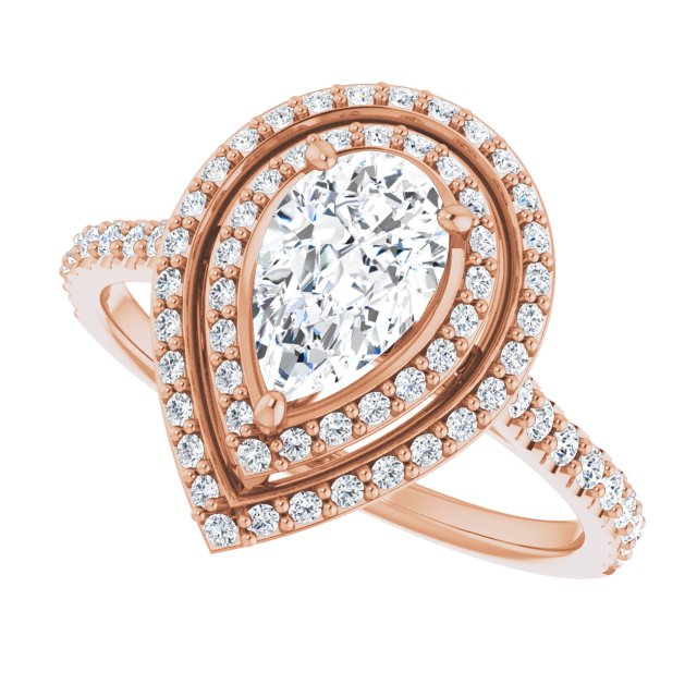 Pear Double Halo-Style Engagement Ring Mounting