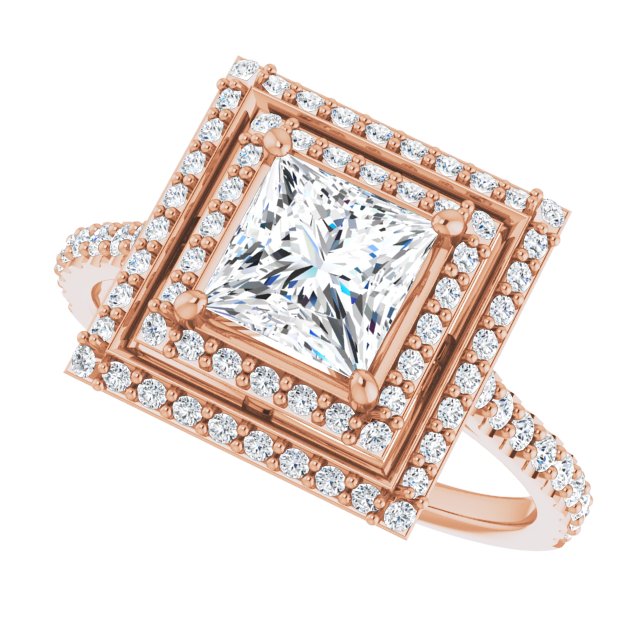 Square Double Halo-Style Engagement Ring Mounting