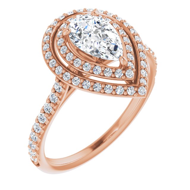 Pear Double Halo-Style Engagement Ring Mounting